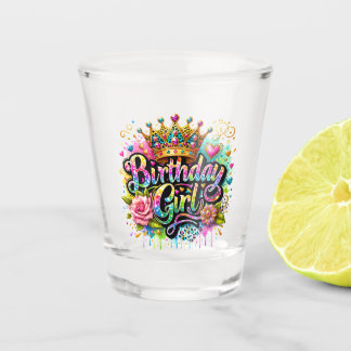 Kleurrijke Koninklijke Verjaardagsmeisje Shot Glas