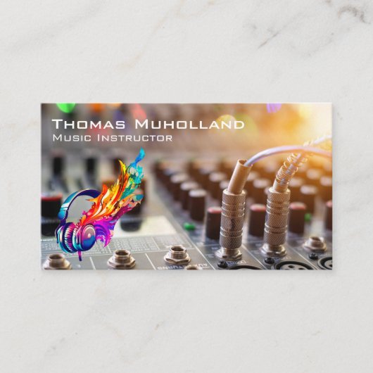 Kleurrijke Koptelefoons | Geluidsboard | Producent Visitekaartje (Voorkant)