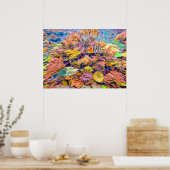 Kleurrijke koraalriefdruk poster (Keuken)