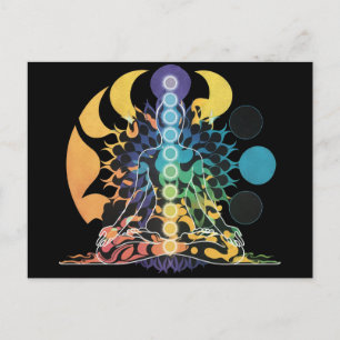 Kleurrijke Kosmische Chakra Meditatie Spirituele E Briefkaart