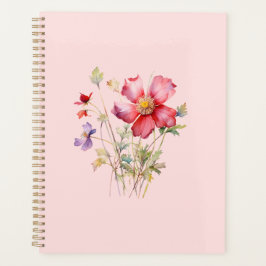 Kleurrijke kosmos bloemen planner