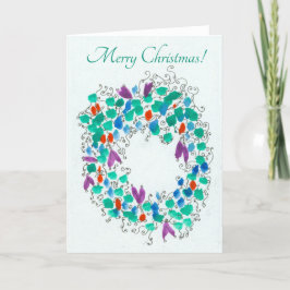 Kleurrijke krans voor Kerstmis Feestdagen Kaart