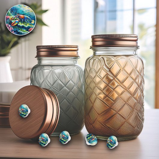 Kleurrijke kreeft Ocean Scene Keramische Knop