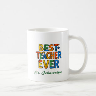 Kleurrijke Krijtjes Typografie Beste Leraar Ooit Koffiemok