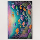 Kleurrijke krijttekenvis legpuzzel (Verticaal)