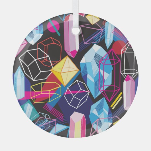 Kleurrijke kristallen, donkere abstracte achtergro glas ornament (Voorkant)