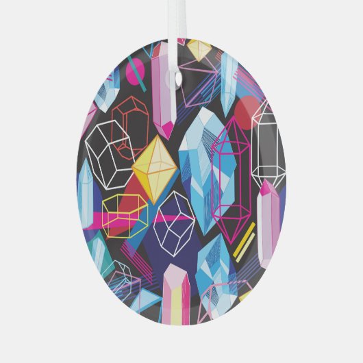 Kleurrijke kristallen, donkere abstracte achtergro glas ornament (Voorkant links)