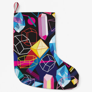 Kleurrijke kristallen, donkere abstracte achtergro kleine kerstsok