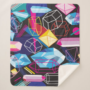 Kleurrijke kristallen, donkere abstracte achtergro sherpa deken