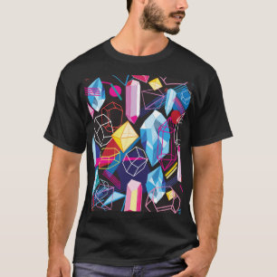 Kleurrijke kristallen, donkere abstracte achtergro t-shirt