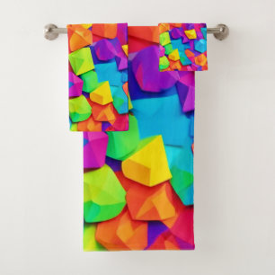 Kleurrijke kristallen vormen kunst bad handdoek