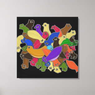 Kleurrijke kruid-uiige plantaardig wormen canvas afdruk