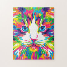 Kleurrijke kunst esthetisch Afbeelding Cat Art Abs