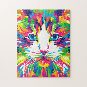 Kleurrijke kunst esthetisch Afbeelding Cat Art Abs Legpuzzel