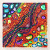 Kleurrijke kunst glazen onderzetter (Voorkant)