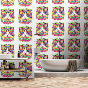 Kleurrijke kunst kat behang