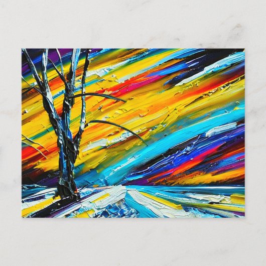 Kleurrijke Kunst: Landschap met Boom Briefkaart (Voorkant)