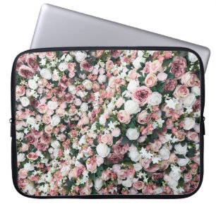 Kleurrijke kunstbloemen: levendige achtergrond laptop sleeve