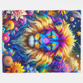 Kleurrijke kunstleeuw fleece deken (Voorkant (Horizontaal))