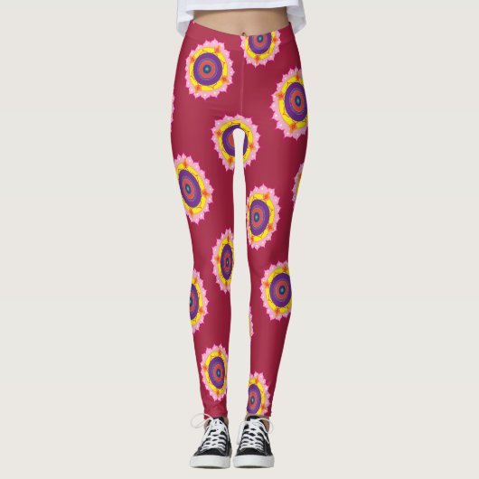 Kleurrijke kunstlegging leggings (Voorkant)
