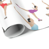 Kleurrijke kunstschaatsers in beweging cadeaupapier (Rol Hoek)