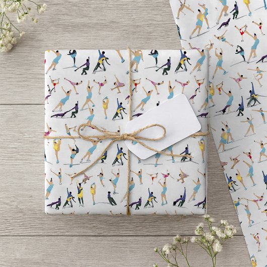 Kleurrijke kunstschaatsers in beweging cadeaupapier