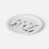 Kleurrijke kunstschaatsers in beweging papieren bordje (Gekanteld)
