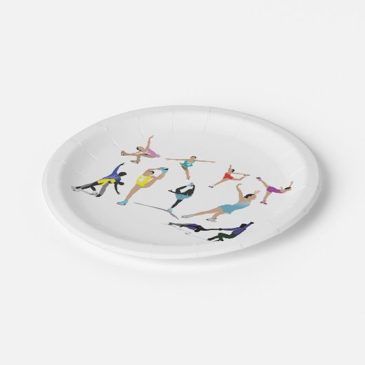 Kleurrijke kunstschaatsers in beweging papieren bordje (Gekanteld)