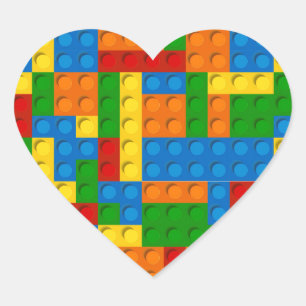 kleurrijke kunststofblokken hart sticker
