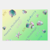 Kleurrijke Kust Roze, Blauw en Groene Kerstmis Inpakpapier Vel (Voorkant)