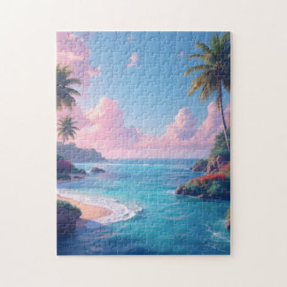 Kleurrijke kustinham ochtend legpuzzel