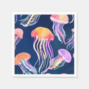 Kleurrijke kwal   Oceandier aquarel Servet