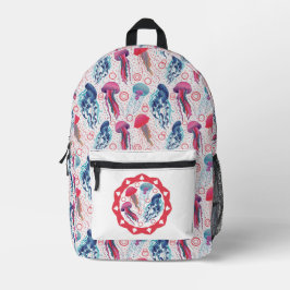 Kleurrijke kwallen bedrukte rugzak