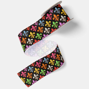 Kleurrijke Kwegerige Fleur-de-lis Bloemen Zwart Lint
