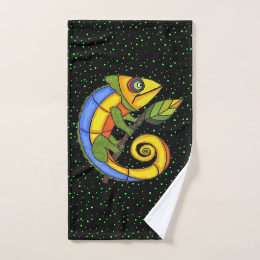Kleurrijke lachende fantasie hagedis met bladwespe handdoek (Handdoek)