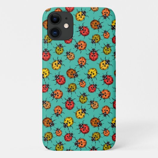 Kleurrijke ladybugs op turkooizen Case-Mate iPhone case (Achterkant)