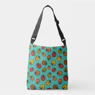 Kleurrijke ladybugs op turkooizen crossbody tas