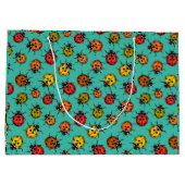 Kleurrijke ladybugs op turkooizen groot cadeauzakje (Achterkant)