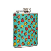 Kleurrijke ladybugs op turkooizen heupfles (Rechts)