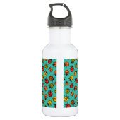Kleurrijke ladybugs op turkooizen waterfles (Achterkant)