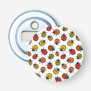 Kleurrijke ladybugs op wit button flesopener