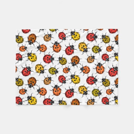 Kleurrijke ladybugs op wit fleece deken (Voorkant (Horizontaal))