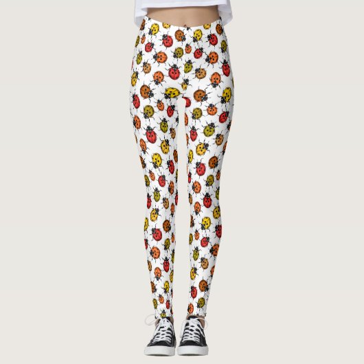 Kleurrijke ladybugs op wit leggings (Voorkant)