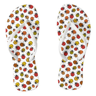 Kleurrijke ladybugs op wit teenslippers