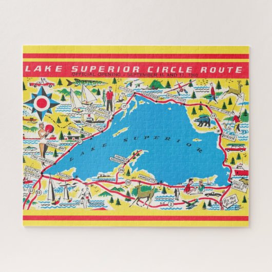  kleurrijke Lake Superior Route Legpuzzel (Horizontaal)