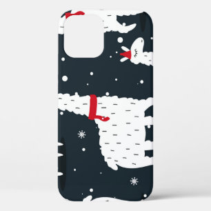 Kleurrijke lama's: besneeuwd dier naadloos. iPhone 12 hoesje