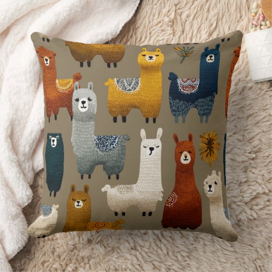 Kleurrijke Lama's En Alpaca's Komen Samen Kussen (Deken)