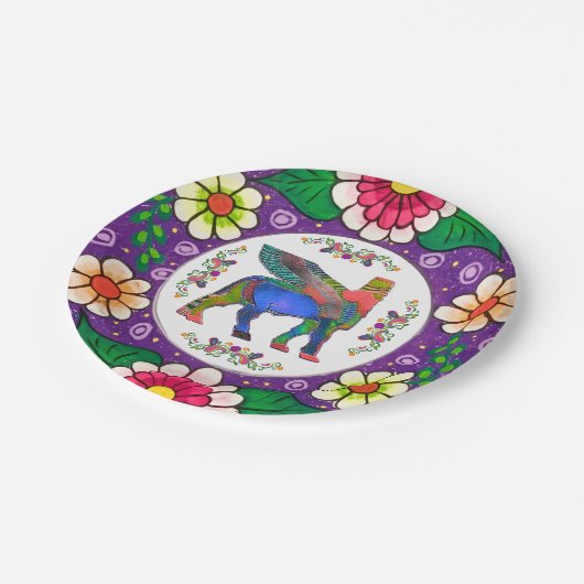 Kleurrijke Lamassu Flowers Paper Bord (Gekanteld)