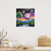 Kleurrijke Landscape Waterverf Wall Poster (Keuken)