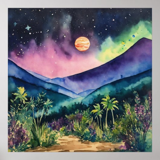 Kleurrijke Landscape Waterverf Wall Poster (Voorkant)